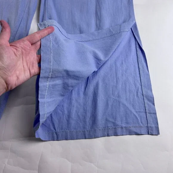 Abercrombie Sky Blue Linen Blend High Rise Wide Leg Summer Trouser Pant S - Picture 8 of 8